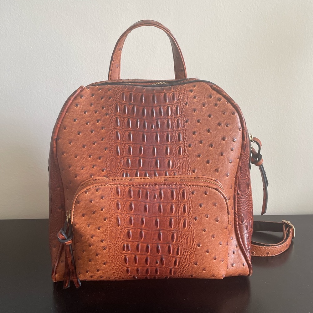 Tan Ostrich Leather Mini Backpack
